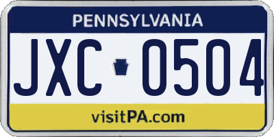 PA license plate JXC0504