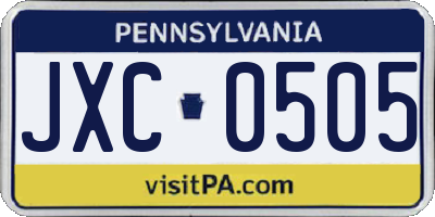 PA license plate JXC0505