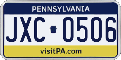 PA license plate JXC0506