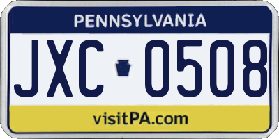 PA license plate JXC0508