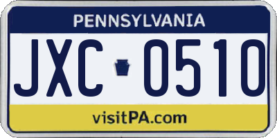 PA license plate JXC0510