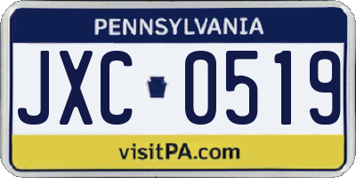 PA license plate JXC0519