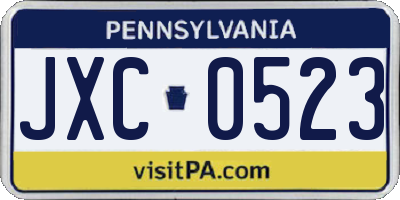 PA license plate JXC0523