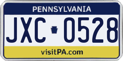 PA license plate JXC0528