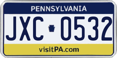 PA license plate JXC0532
