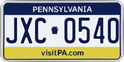 PA license plate JXC0540
