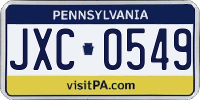 PA license plate JXC0549