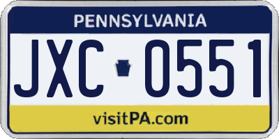 PA license plate JXC0551