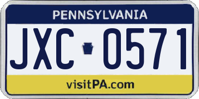 PA license plate JXC0571