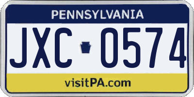 PA license plate JXC0574