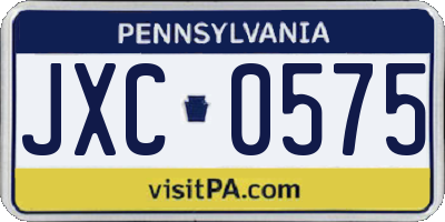 PA license plate JXC0575