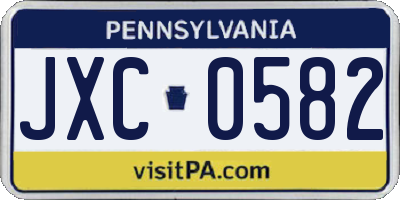 PA license plate JXC0582