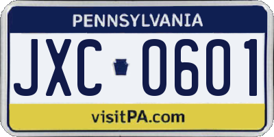 PA license plate JXC0601