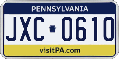 PA license plate JXC0610