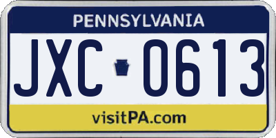 PA license plate JXC0613