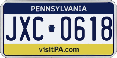 PA license plate JXC0618