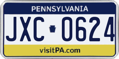 PA license plate JXC0624