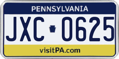 PA license plate JXC0625