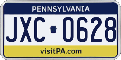 PA license plate JXC0628