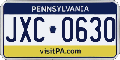 PA license plate JXC0630