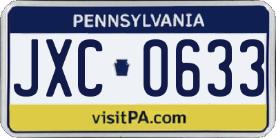 PA license plate JXC0633