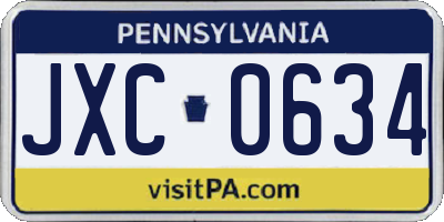PA license plate JXC0634