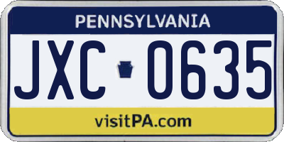 PA license plate JXC0635