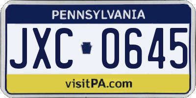 PA license plate JXC0645