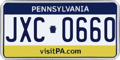 PA license plate JXC0660