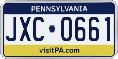 PA license plate JXC0661
