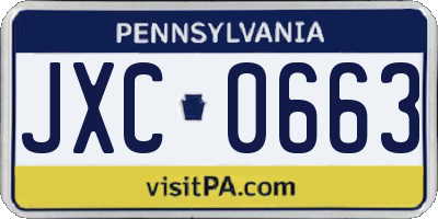 PA license plate JXC0663