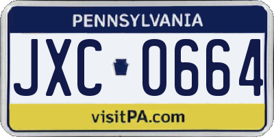 PA license plate JXC0664