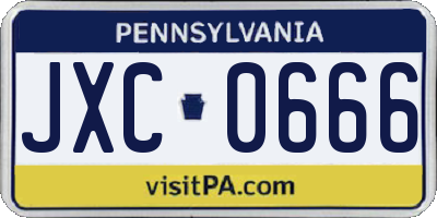 PA license plate JXC0666