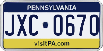 PA license plate JXC0670