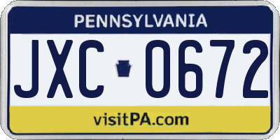 PA license plate JXC0672