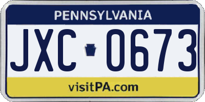 PA license plate JXC0673