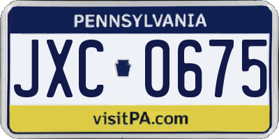 PA license plate JXC0675