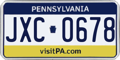 PA license plate JXC0678