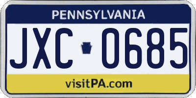 PA license plate JXC0685