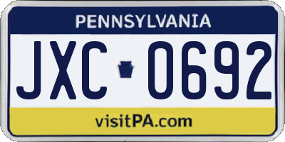 PA license plate JXC0692