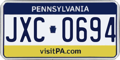 PA license plate JXC0694