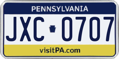 PA license plate JXC0707