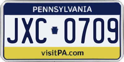 PA license plate JXC0709