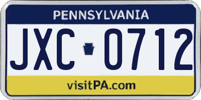 PA license plate JXC0712