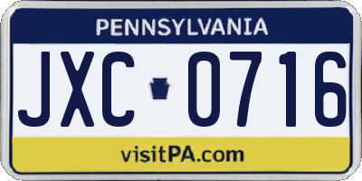 PA license plate JXC0716