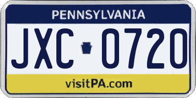 PA license plate JXC0720