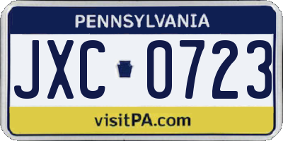 PA license plate JXC0723