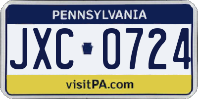 PA license plate JXC0724