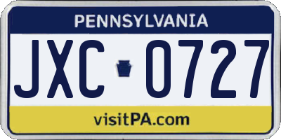 PA license plate JXC0727