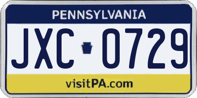 PA license plate JXC0729